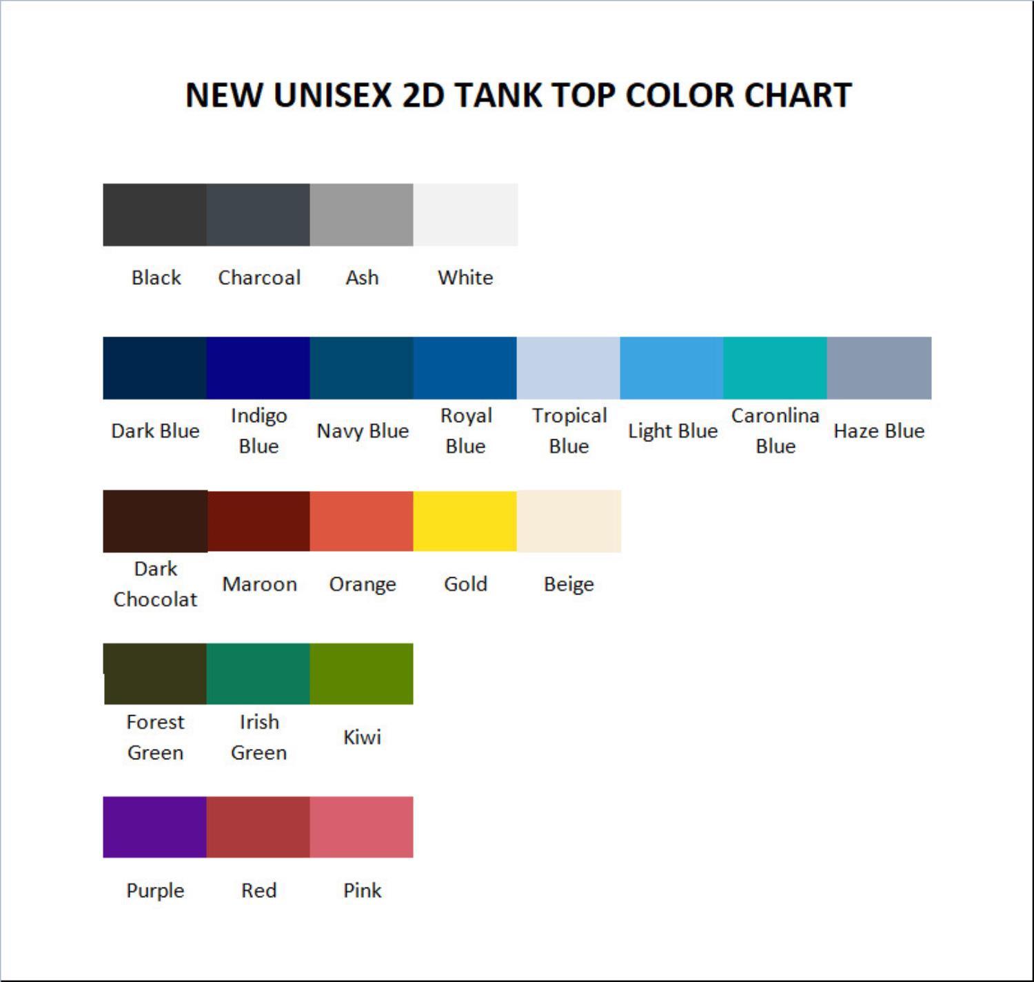 tank top color chart - Ranma ½ Store