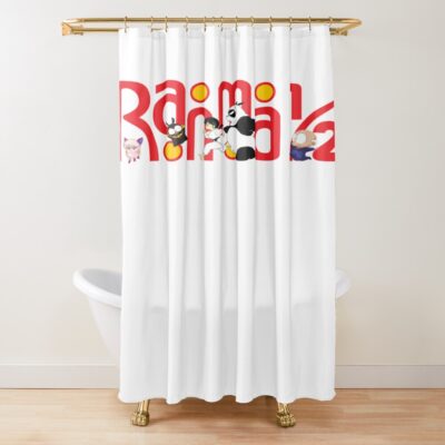 Ranma 1/2 Funny Logo Yellow Backround Shower Curtain