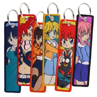 Anime Cartoon Kawaii Girl Vintage Key Fobs Embroidery Keychain