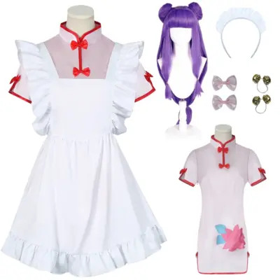 Ranma 1/2 Cosplay Costume Wig Women Cheongsam Apron Dress