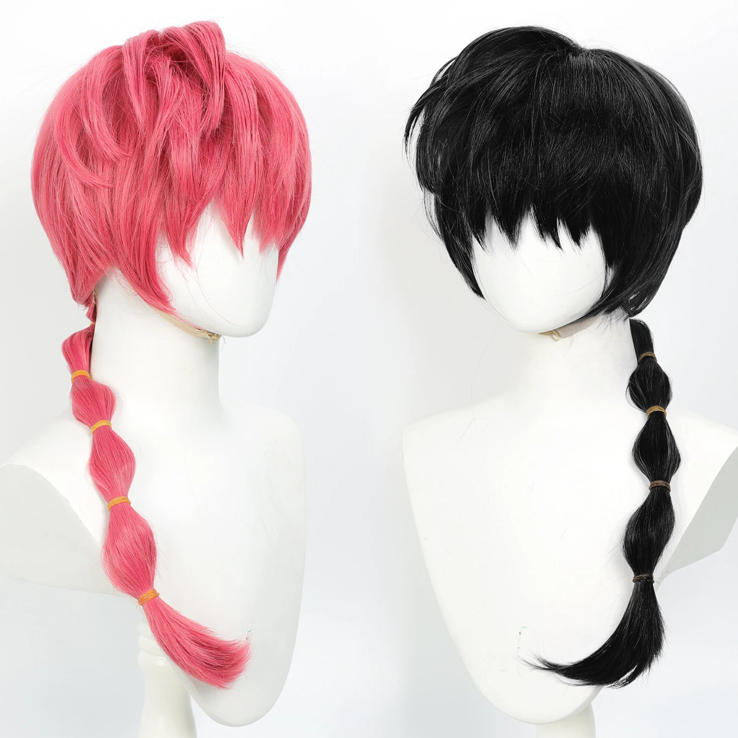 Anime Ranma 1/2 Saotome Ranma Cosplay Wig Black Rose Red - Image 2